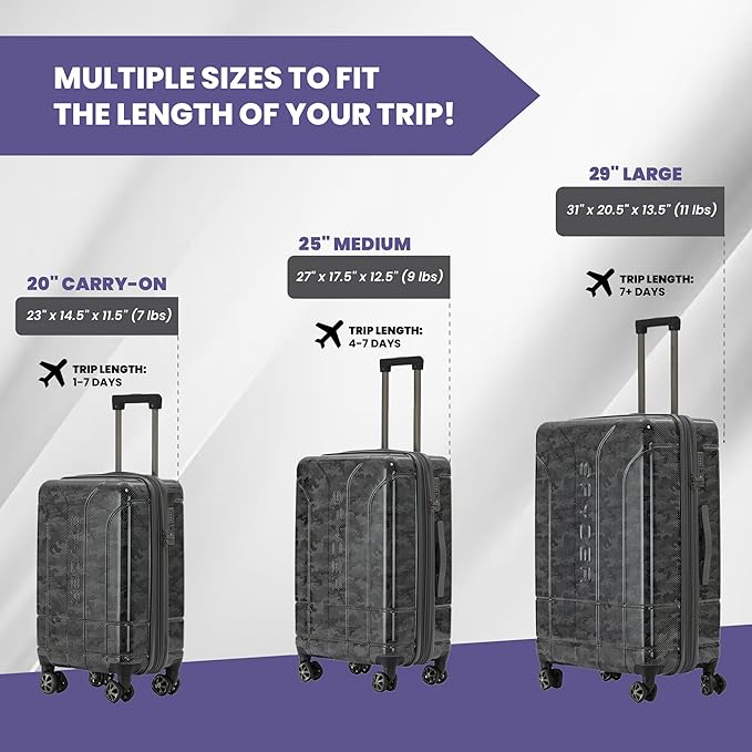 Spyder Matrix 25 Inch Expandable Hardside Upright Suitcase with 360° Spinner Wheels, TSA Approved Lock, Gray/Black