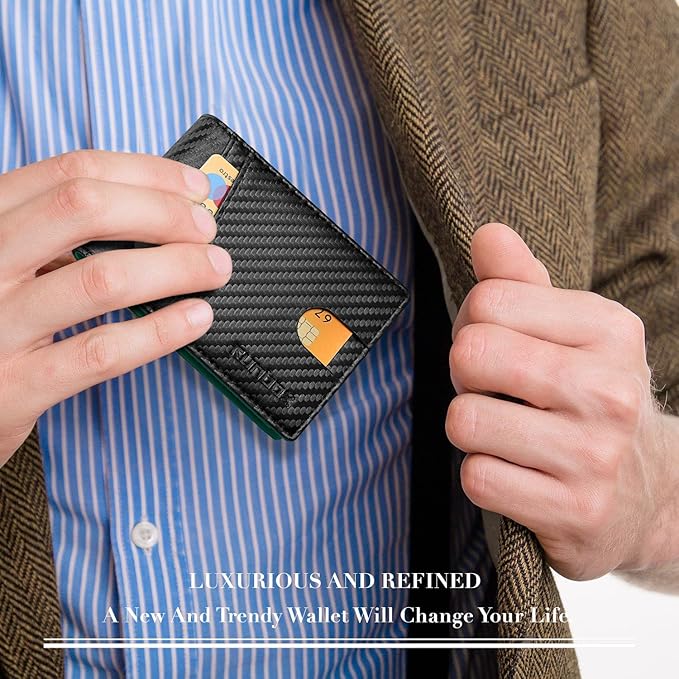 RUNBOX Wallet for Men Slim Rfid Leather 2 ID Window With Gift Box | Slim, Rfid, 2 ID Window, With Gift Box, Slim, Rfid