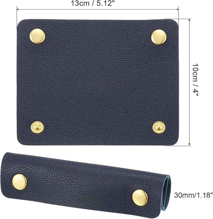 PATIKIL Luggage Handle Wrap, 2 Pack PU Handbag Grip Cover Protector Identifier with Clasp for Suitcase Grocery Shopping Bag, Navy Blue
