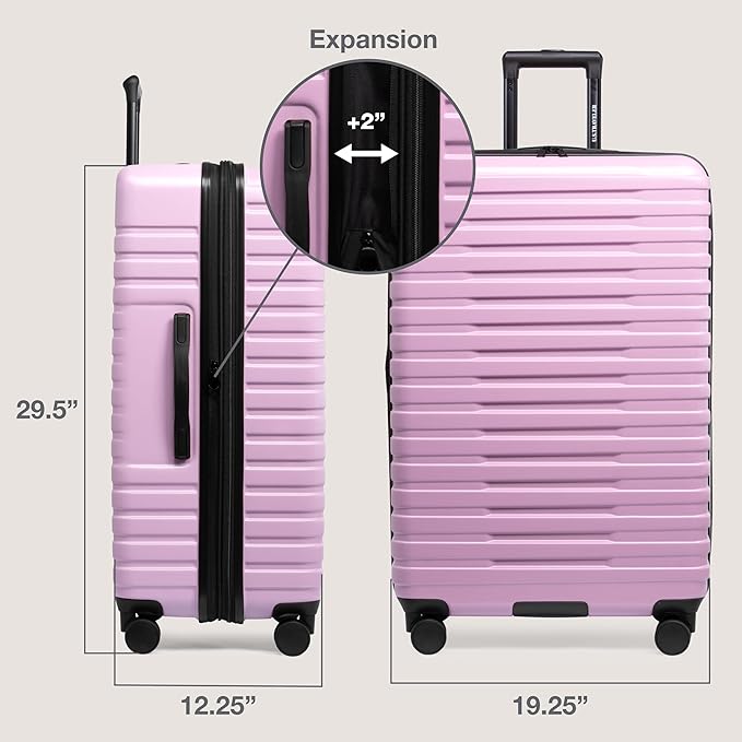 U.S. Traveler Boren Hardside Spinner Luggage With Aluminum Handle, Lavender, 2-Piece Set