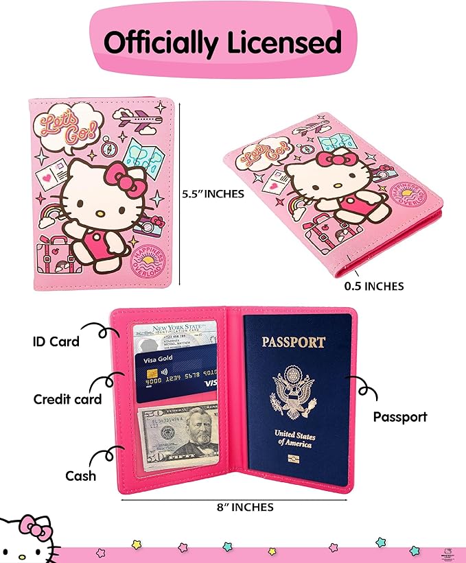 Hello Kitty Passport Holder - Sanrio Passport Holder for Women - Officially Licensed Passport Case (VG701236L.NJ)