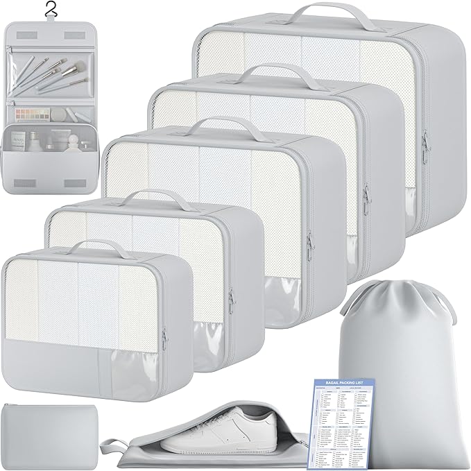 BAGAIL 9 Set Packing Cubes with Packing List Luggage Packing Organizers for Travel Accessories
