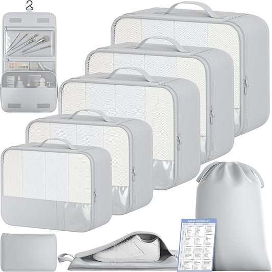 BAGAIL 9 Set Packing Cubes with Packing List Luggage Packing Organizers for Travel Accessories