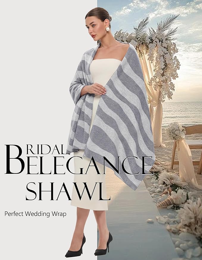 PULI Women's Pashmina Shawl Wraps for Evening Dress Large Scarf Blanket Long Wedding Bridal Winter Warm Shoulder Wrap