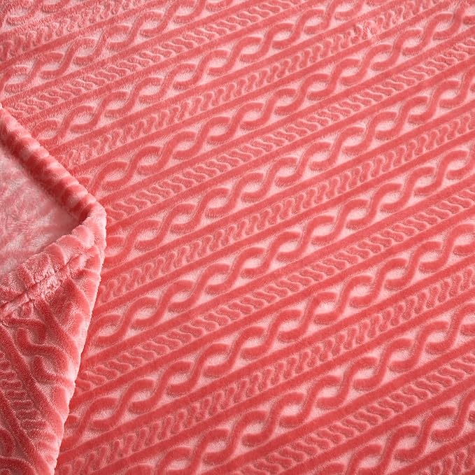 Soft Cozy Fleece Throw Blanket, 50x60 Inches – Lightweight Plush Blanket for Couch, Fuzzy 3D Jacquard Design, for Sofa, Bed & Travel, Hot Pink Chain