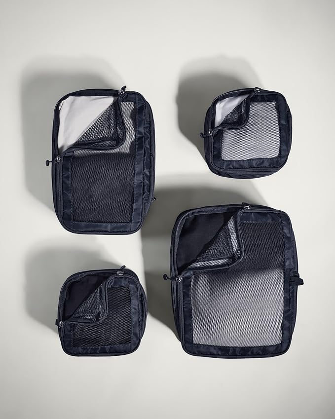 ANTLER - Compression Packing Cubes for Travel, Luggage Organiser for Suitcases or Bags, Travel Accessories, Set of 4, Navy Blue
