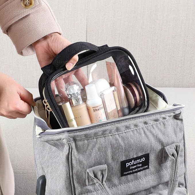 PACKISM TSA Approved Toiletry Bag 3 Medium, 3-1-1 Compliant Clear Makeup Bags with Handle, Quart Size Toiletry Bags Fit Carrv-on Travel Essentials, Water Resistant PVC, Black