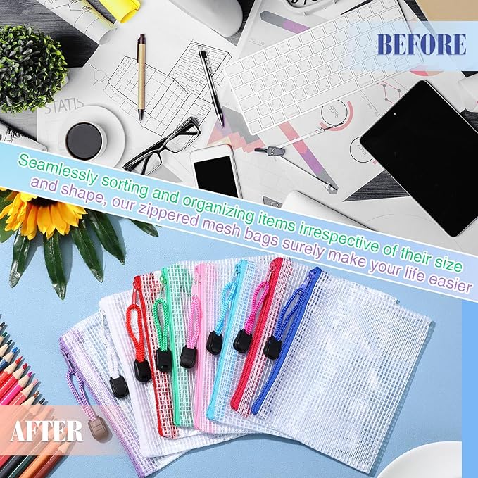 Jetec 32 Pcs Mesh Zipper Bags Toy Storage Bikini Organizer Bag Bolsas Para Guardar Trajes De Bano Waterproof Zipper Reusable Pouch Puzzle Multipurpose for Storage Office(Classic Color,5.1 x 4.1 Inch)