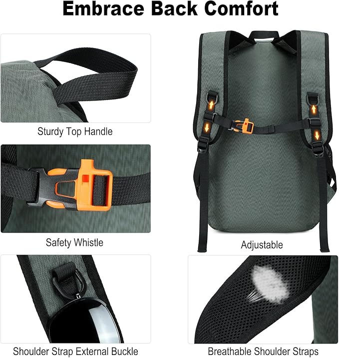 Nerlion Lightweight Foldable 35L Hiking Backpack Travel Backpack for Men Women Camping Waterproof Outdoor Hiking Daypack Backpack Dark Gray