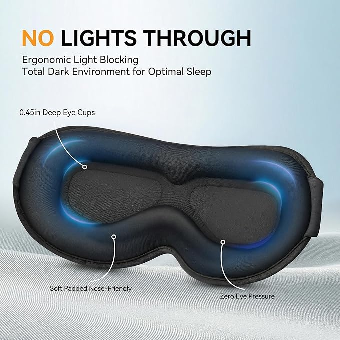 Weighted Sleep Mask 2 Pack - 3D Contoured Eye Masks for Sleep, Best Blackout Sleep Masks for Women Men, Eye Mask for Travel, Meditation, Airplane, Memory Foam, Adjustable Strap, Black Purple