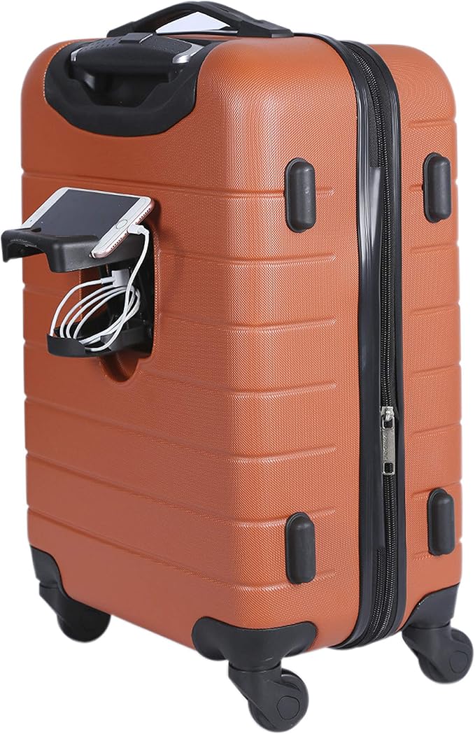 Wrangler Smart Spinner Hardside Luggage, 22-Inch Carry-On, Burnt Orange