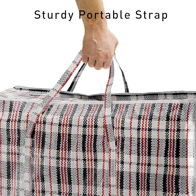 Hiceeden 9 Pack 108L Checkered Moving Storage Bags, Extra Large Travel Plaid Bag Alternative to Moving Boxes, Dorm Laundry Tote Organizer with Zipper and Handle for Clothes, Bedding, Red/Blue/Black