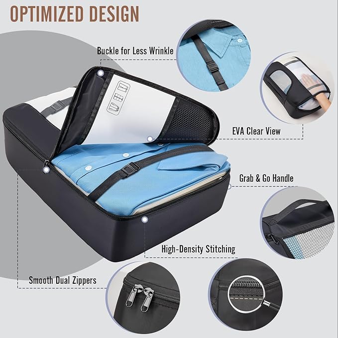 Veken 10 Set Packing Cubes for Travel Essential, Suitcase Organizer Bags in 4 Sizes, Carry-On Luggage Accessories with Large Laundry & Hanging Toiletry Bag, Must-Have for Airplane, Road Trip & Camping