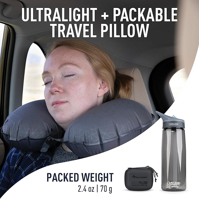 Sea to Summit Aeros Ultralight Traveller Inflatable Neck Pillow, Grey