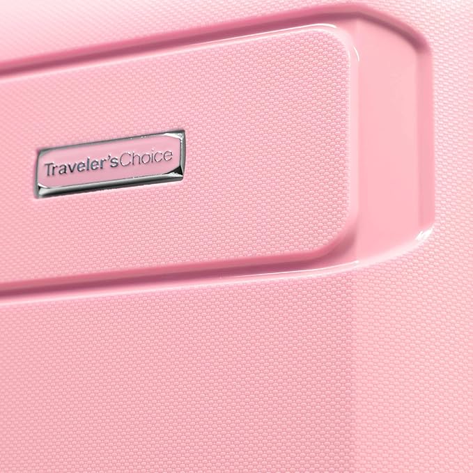 Traveler's Choice Pagosa Hardshell Expandable Luggage with Spinner Wheels, Pink, 22-Inch Carry-on