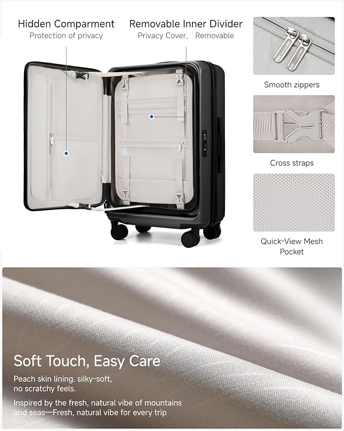 LUGGEX Checked Luggage with Spinner Wheels, FLO5 Top Opening Expandable Polycarbonate Hard Shell Suitcase with TSA Approved Lock (FX-Core, Black, 24 Inch)