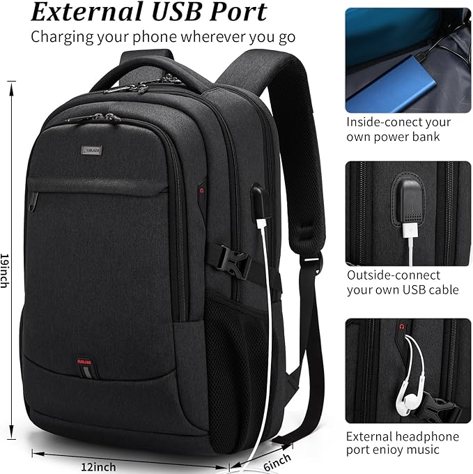 DUSLANG 17 Inch Laptop Backpack for Travel Water Resistant College Backpack for Women Laptop Bag with USB Charging Port,Pink A