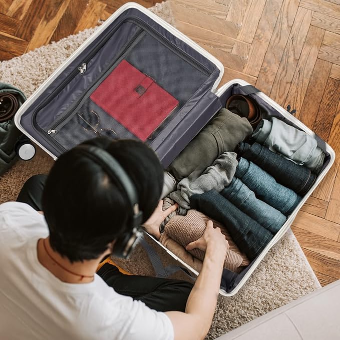24 Inch Expandable Luggage with Wheels Checked Bag Luggage Hard Shell PC Suitcases Lightweight Travel Checked Luggage Medium Suitcase with Lock for Woman Men Travel