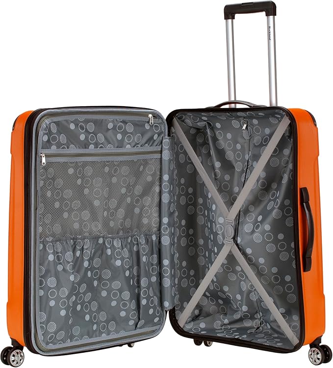 Rockland London Hardside Expandable Spinner Wheel Luggage, Orange, Checked-Large 28-Inch