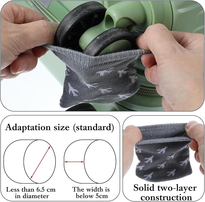 8 Pcs Luggage Wheels Cover Socks, Suitcase Wheel Protector Covers Full Suitcases Wrap Fabric Protector Sock Universal Wheel Sleeves Case for Suitcase Prevents Floor Bed Dirt