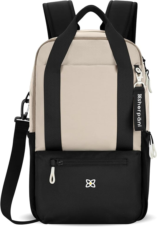 Sherpani Camden, Convertible Backpack, 3 in 1 Tote Bag, 18L Travel Backpack, Crossbody Bag for Women, Cross Body Purse, Travel Gifts, RFID Protection, Fits 13” Laptop (Con Leche)