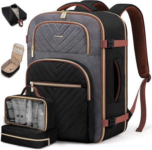 LOVEVOOK Travel Backpack Carry on Flight Approved 40L,Waterproof TSA Travel Essentials Personal Item Backpack for Women Men,Large Carry on Luggage Suitcase Travel Bag for Airplane with 3 Packing Cubes