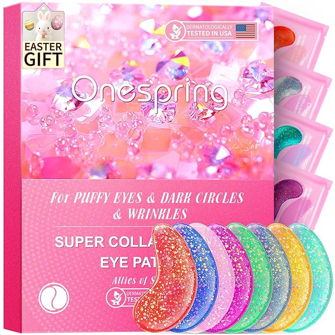 Under Eye Patches (24 Pairs) - Eye Masks for Wrinkles, Puffy Eyes, Dark Circles, Eye Bags, Easter Basket Stuffers, Gifts for Teenage Girls, Under Eye Mask for Refreshing, Revitalizing
