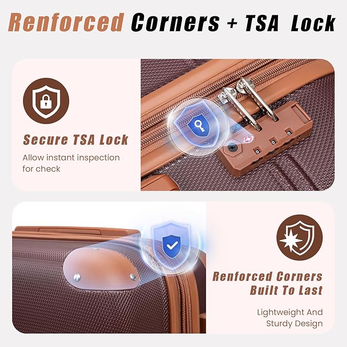 Expandable Luggage Sets 5 Piece with Detachable Spinner Wheels and TSA Lock,ABS Hard Case Suitcases with Wheels,Carry On Luggage Set