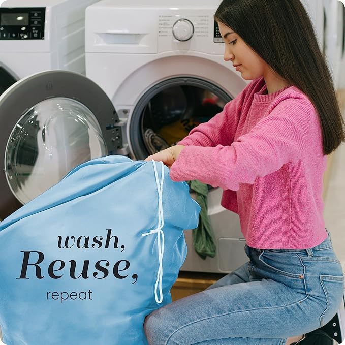Handy Laundry XL Laundry Bag – Heavy Duty Nylon, 30" x 40", Large Capacity, Durable Drawstring Closure, Machine Washable, Travel & Dorm Essentials for Dirty Clothes, Light Blue