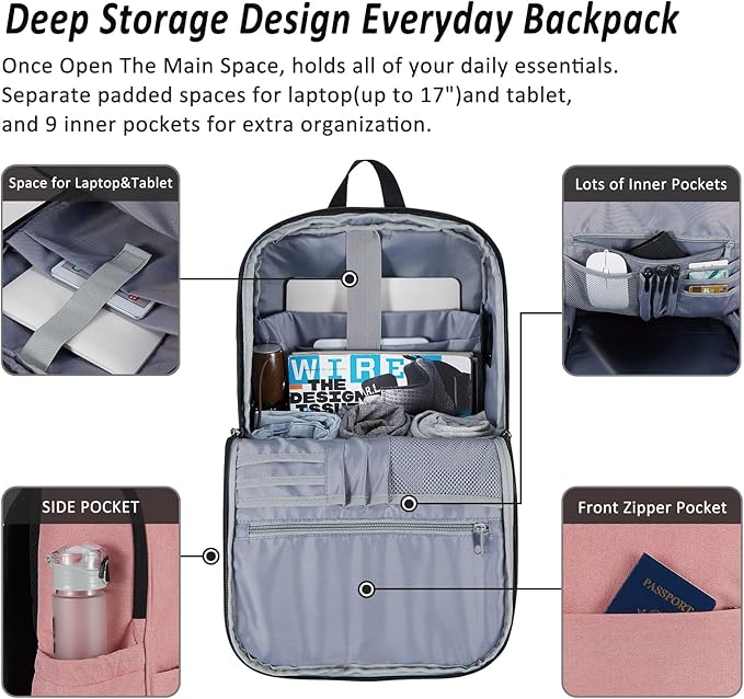 MAXTOP Laptop Backpack Bookbag Backpack Business Anti-theft Backpacks[Water Resistant] Work College Business Travel Computer Backpack for Men Women Fits up to 17" Notebook