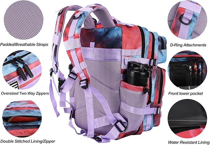 LHI Military Tactical Backpack for Men and Women 45L Army 3 Days Assault Pack Bag Large Rucksack with Molle System