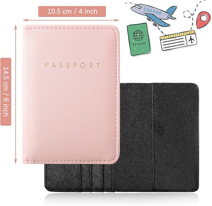 2 Pcs Passport Cover Holder for Travel Waterproof Leather Passport Wallet Case Book Travel Cruise Essentials for Women Men | 2 Pieces, Bridal, Holder, Waterproof, Holder Covers, Travel Wallet