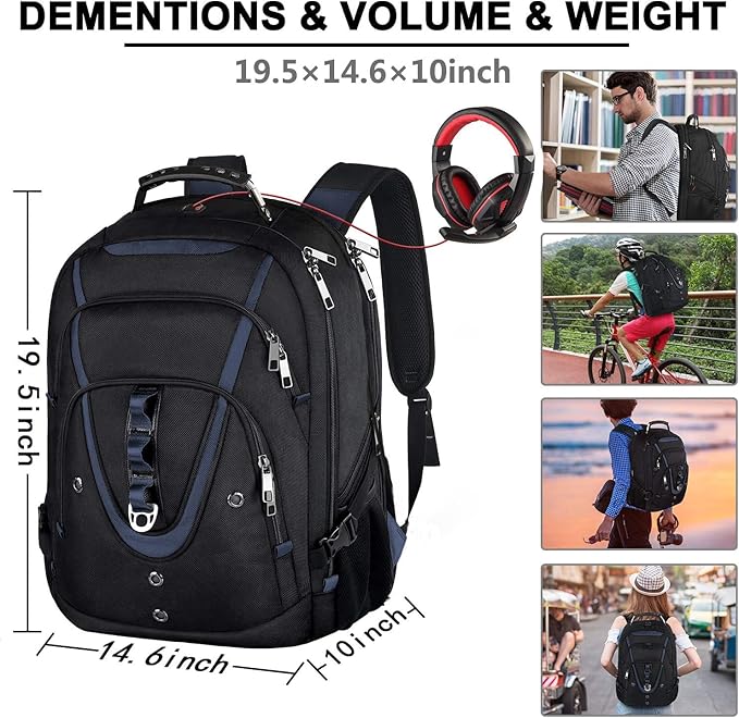 Mogplof 17.3 Laptop Backpack for Men Women, Extra Large Travel laptop Backpack with Rain Cover, TSA Friendly Flight Approved with RFID Anti Theft Pocket, Water Resistant School BookBag