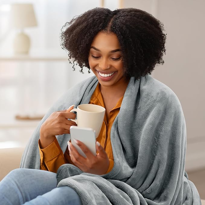 Utopia Bedding Fleece Blanket Twin Size Ash Grey (60x80 Inches) Ultra Soft Warm Lightweight Microfiber Breathable Anti-Static Cozy Winter Bed Blanket, All-Season Home Decor Gift for Men & Women