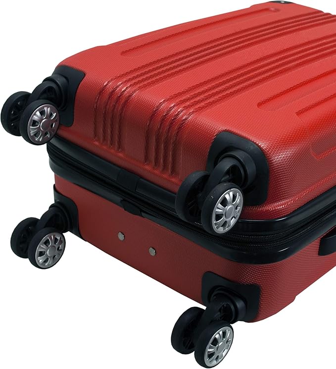 Rockland London Hardside Spinner Wheel Luggage, Red, 3-Piece Set (20/24/28)