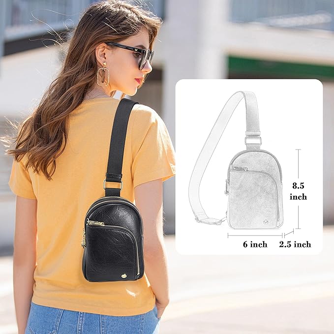 INICAT RFID Blocking Sling Bag, Anti Theft Crossbody Bag for Women, Travel Fanny Pack Style Purse, Vegan Leather