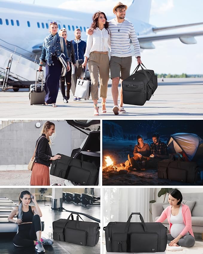 80L Large Duffle Bag for Travel, Urtala 26” Travel Duffle Bag for Men and Women, Foldable Traveling Duffel Bags with Shoes Compartment, Waterproof and Tear Resistant