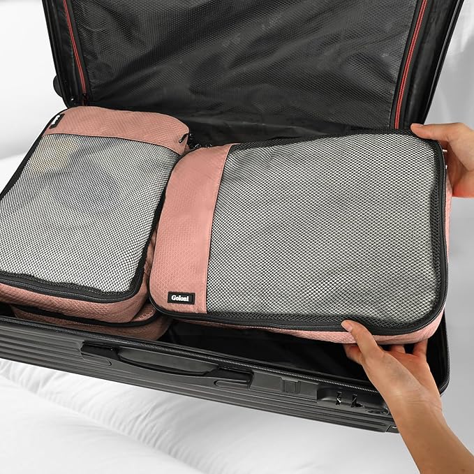 Packing Cubes for Travel Essentials,4 Set Packing Cubes for Suitcases,Lightweight Mesh Luggage Organizer Bag,Meat pink