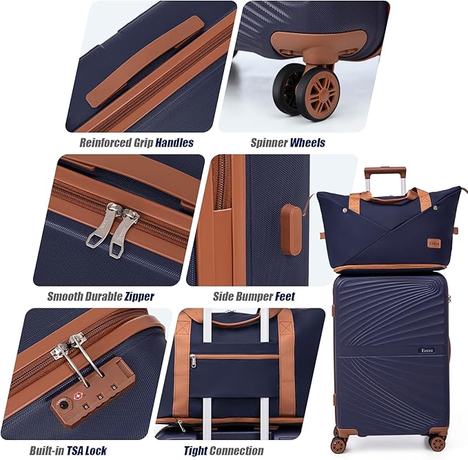 Luggage Sets 5 Piece, Suitcases with Wheels, ABS Hard Case Luggage with TSA Lock Spinner Wheels, Carry On Luggage Set (20/24/28 inch)