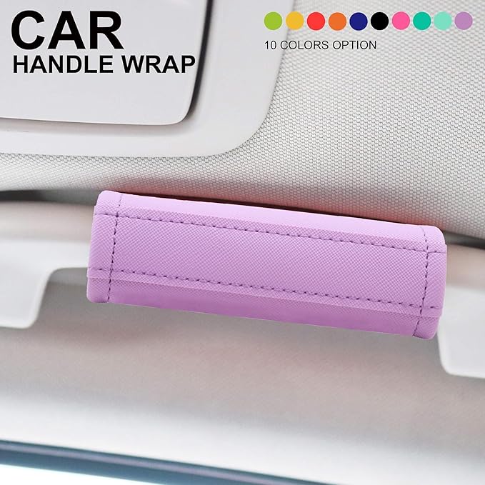 Luggage Handle Wrap 5 Pack-Leather Luggage Handle Wraps for Suitcase/Handbag/Duffel Bag/Car Bright Luggage Identfier/Handle Covers/Grips Luggage Accessories for Travel 3.0 (Violet)