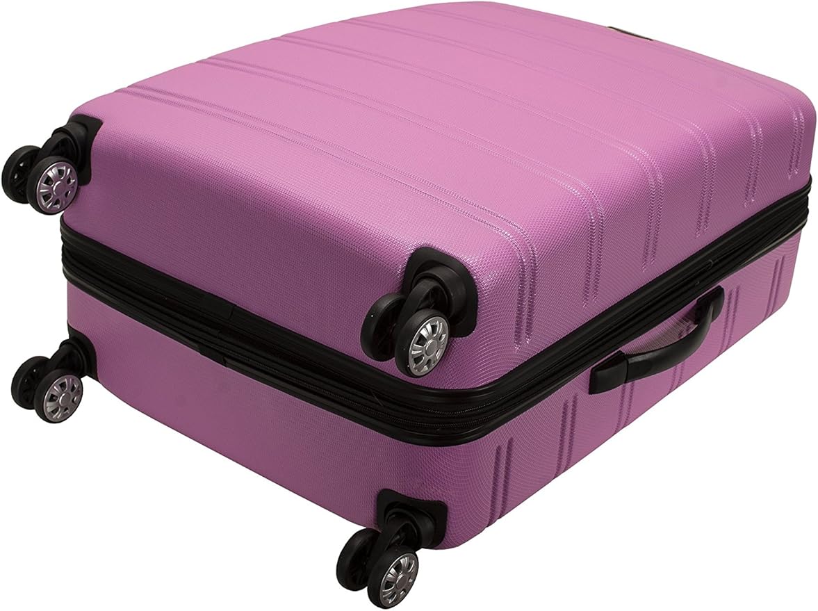 Rockland Melbourne Hardside Expandable Spinner Wheel Luggage, Pink, Checked Large 28"