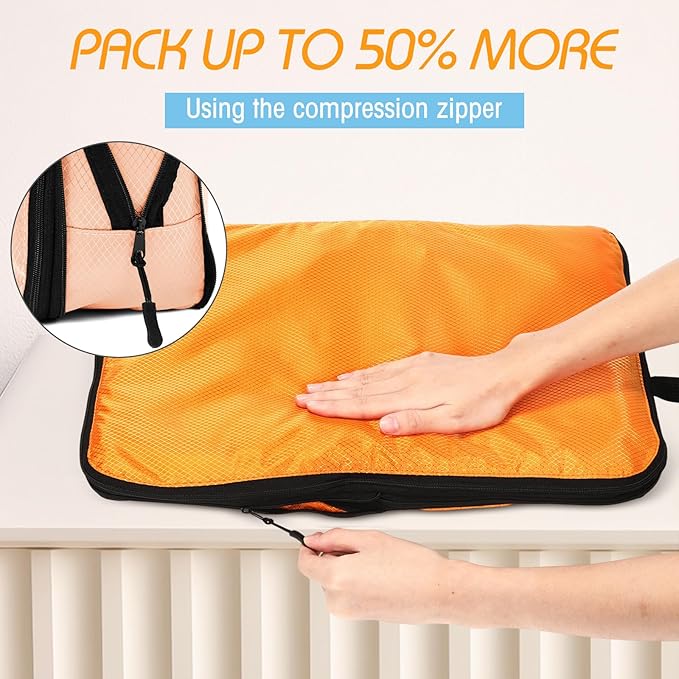 5 Pack Compression Packing Cubes for Travel Space Saving Cubes Luggage Organizer for Suitcase(Pastel,L)