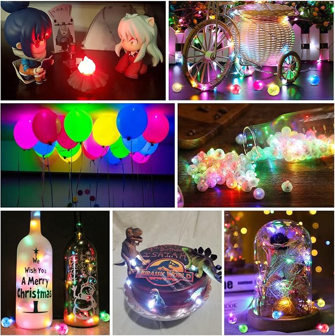 ZGWJ 50PCs Blue Balloon Lights Mini, Battery Powered, Long Standby Time Waterproof Tiny Led Round Flash Light for Paper Lantern Balloon Party Easter Eggs Wedding Christmas Halloween Decorations