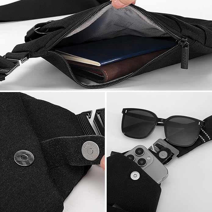 OSOCE Crossbody Sling Bag, Water-Resistant Anti Theft Chest Pack, Minimalist Commuter Daypack for Travel Hiking Work