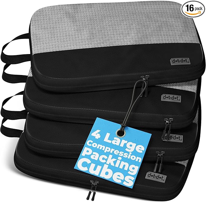 4pc Large Compression Packing Cubes for Travel - Luggage Organizers Suitcases