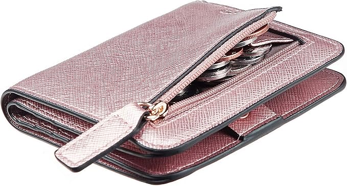 Toughergun Women’s Small Slim Leather Wallet with RFID Protection, Compact Bifold Mini Purse with Clear ID Window