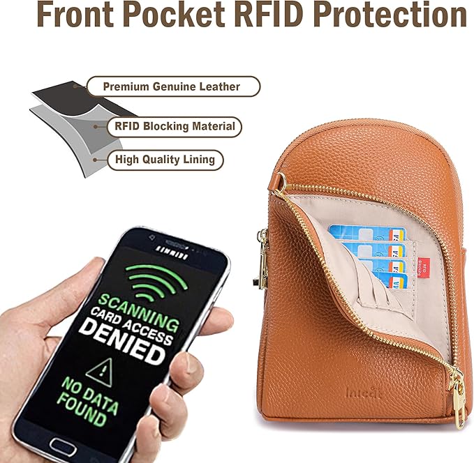 INICAT RFID Blocking Sling Bag, Anti Theft Crossbody Bag for Women, Travel Fanny Pack Style Purse, Vegan Leather