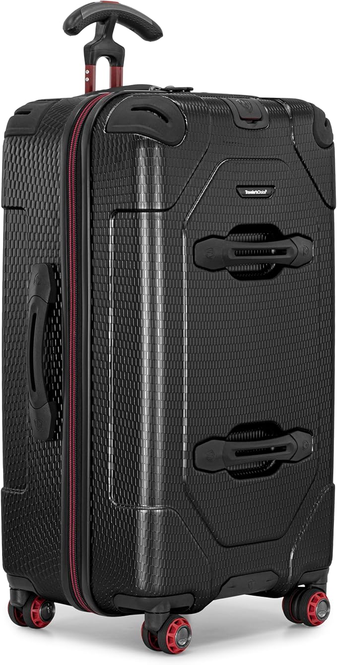 Traveler's Choice Maxporter II Polycarbonate Hardside Trunk with Spinner Wheels, Black, 28-Inch Medium Trunk