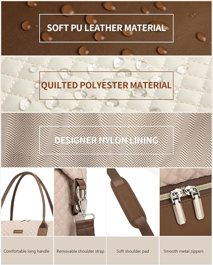 Duffle Bag for Women Travel, Weekender Bag Overnight Bag with Shoe Compartment, Carry on Bag with Crossbody Purse for Over Night, Weekend, Yoga, Gym, Business Trips, Hospital, Nude Brown