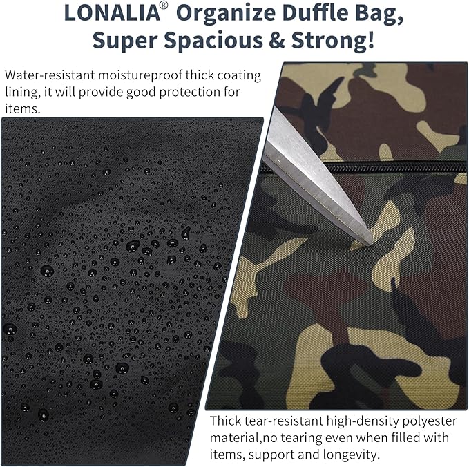 52 Inch Large Duffle Bag for Travel Camping - 180L Extra Large Heavy Duty Duffel Bag, Sport Equipment Storage Bag with 2 Sides Handles-Camo